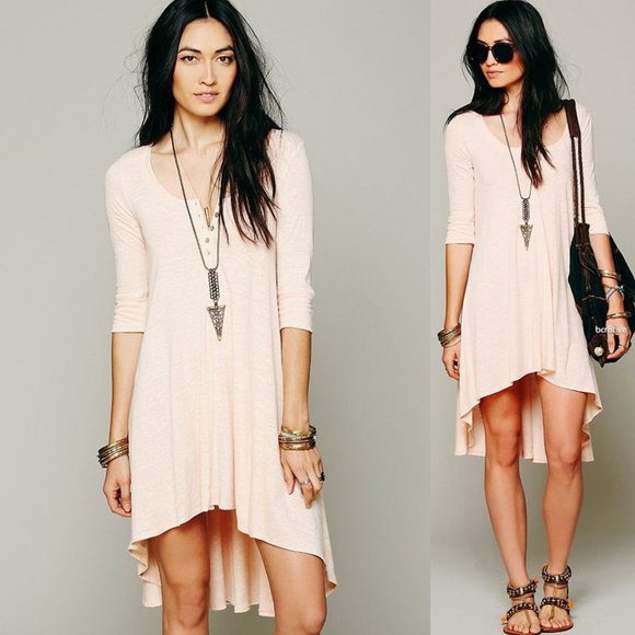 Free People Dresses & Skirts - Free People Peach Pink Dripped Jersey Tunic Dress